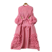Elegant Pleated Floral Lantern Sleeve Dress