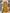 Yellow dress with ruffled sleeves and bottom on a hanger against a decorative background.