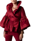 Red outfit with ruffled sleeves on a plain background