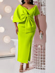 Beautiful Big Bow High Slit Dress