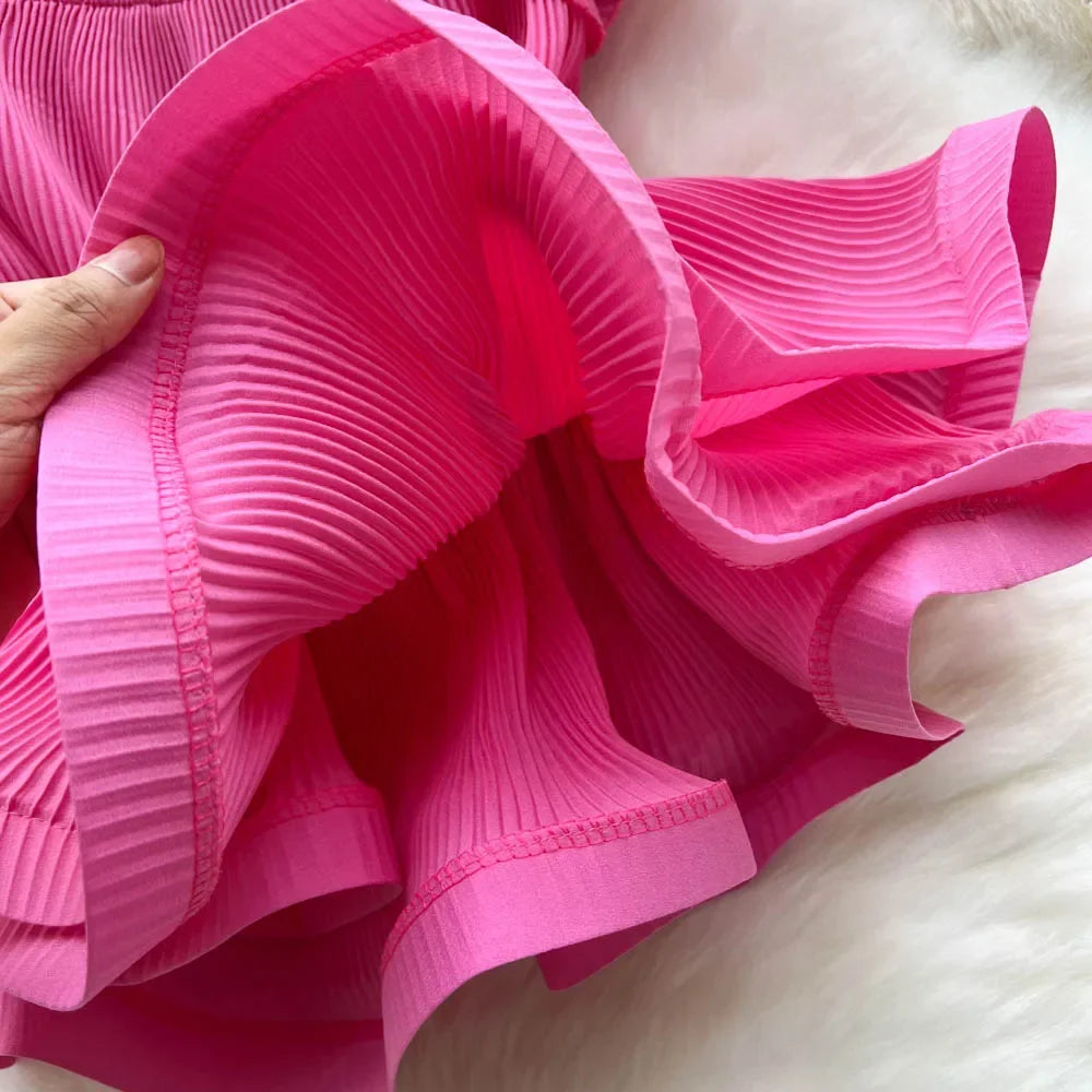 Ruffle Square-Neck Drawstring Blouse