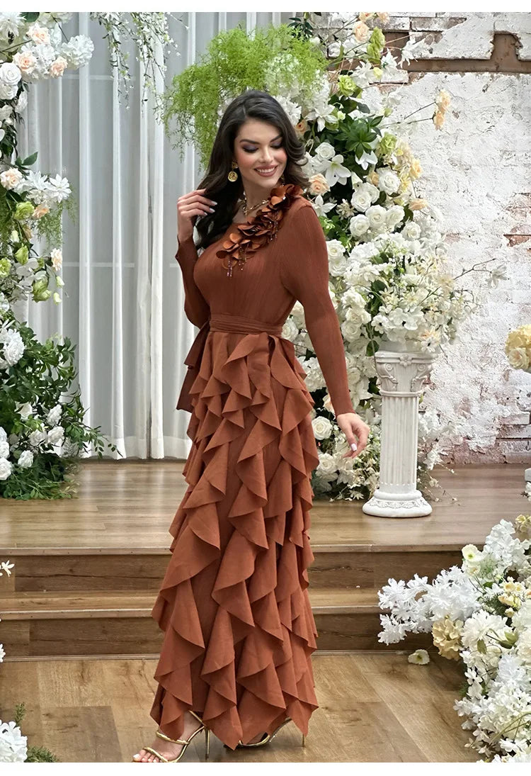 Elegant Flower Miyake Pleated Dress