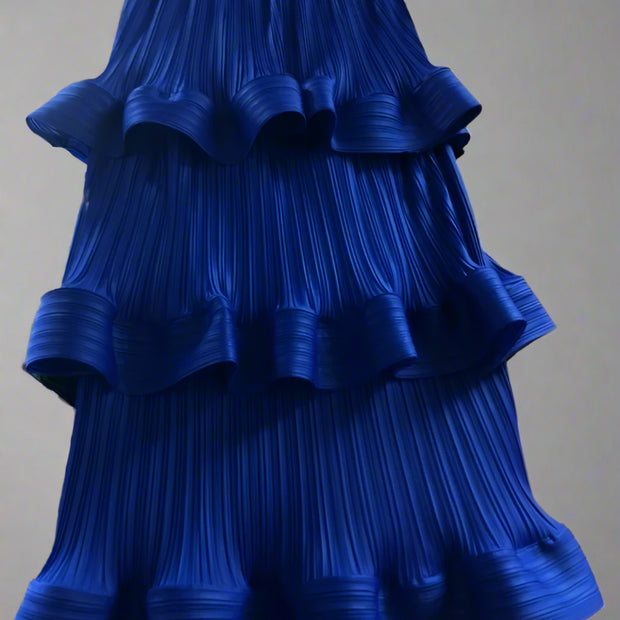 High Waist Pleated A-Line Skirt