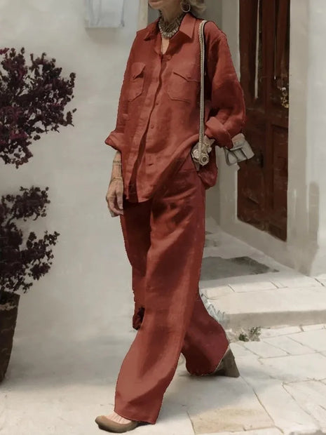 Autumn Solid Cotton Linen Set