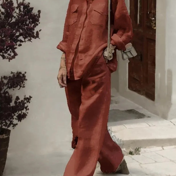 Autumn Solid Cotton Linen Set
