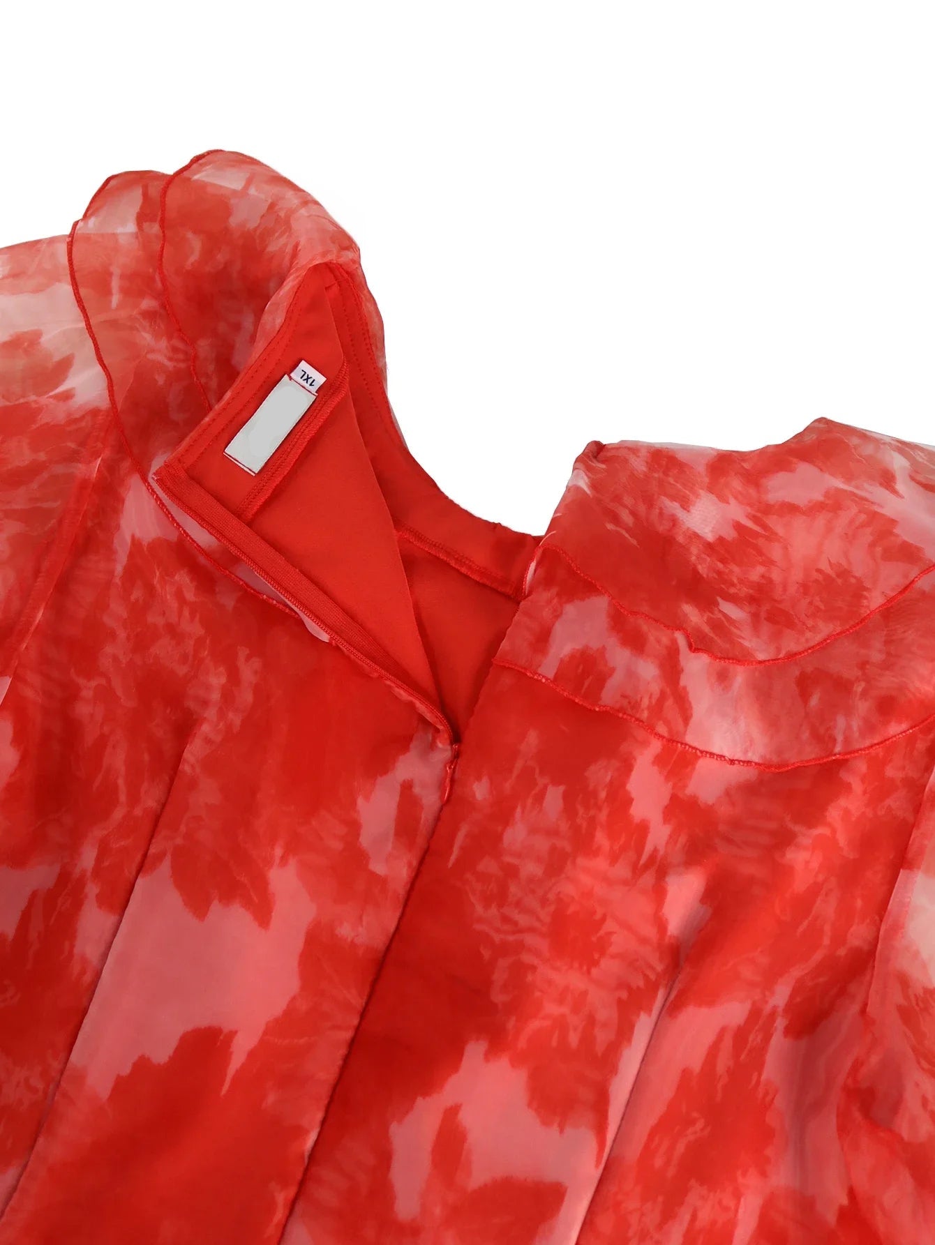 Floral Printed Red A-Line Midi Dress