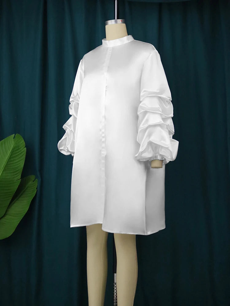 White Party Loose Puff Dress