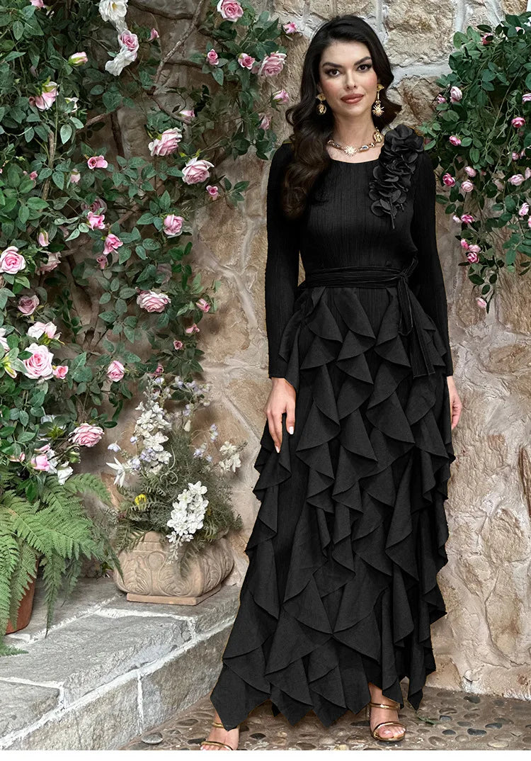 Elegant Flower Miyake Pleated Dress
