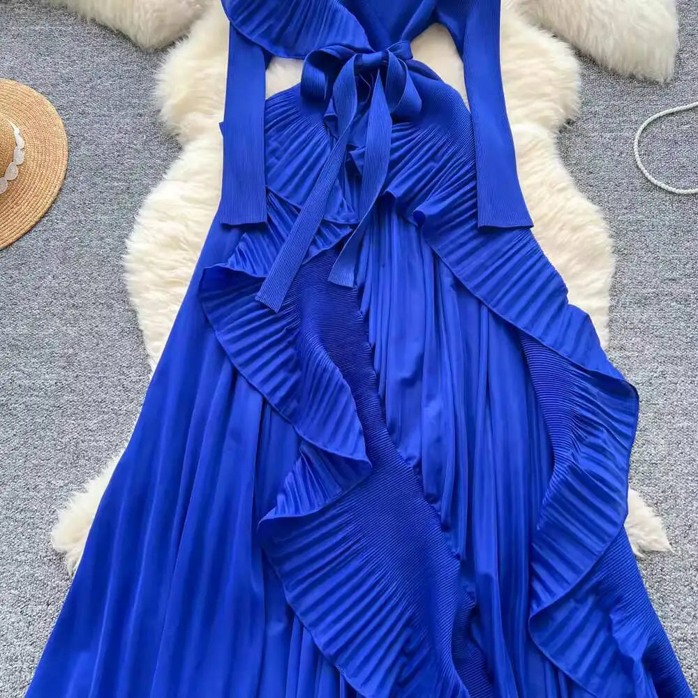 Elegant Flounced Edge Autumn Dress