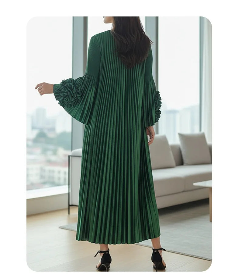 Elegant Selvedge Patchwork Pleated Dress