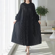 Elegant Selvedge Patchwork Pleated Dress
