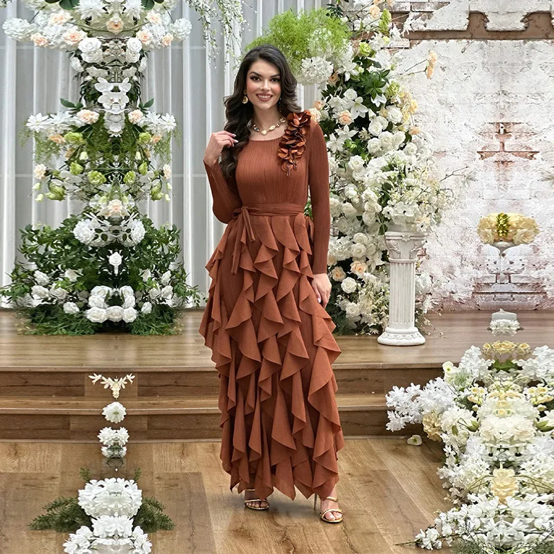Elegant Flower Miyake Pleated Dress