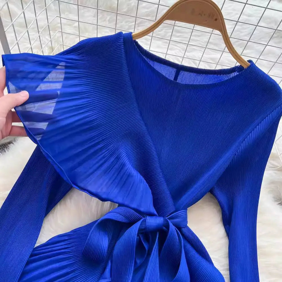 Elegant Flounced Edge Autumn Dress