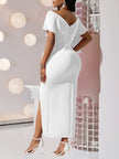 Beautiful Big Bow High Slit Dress