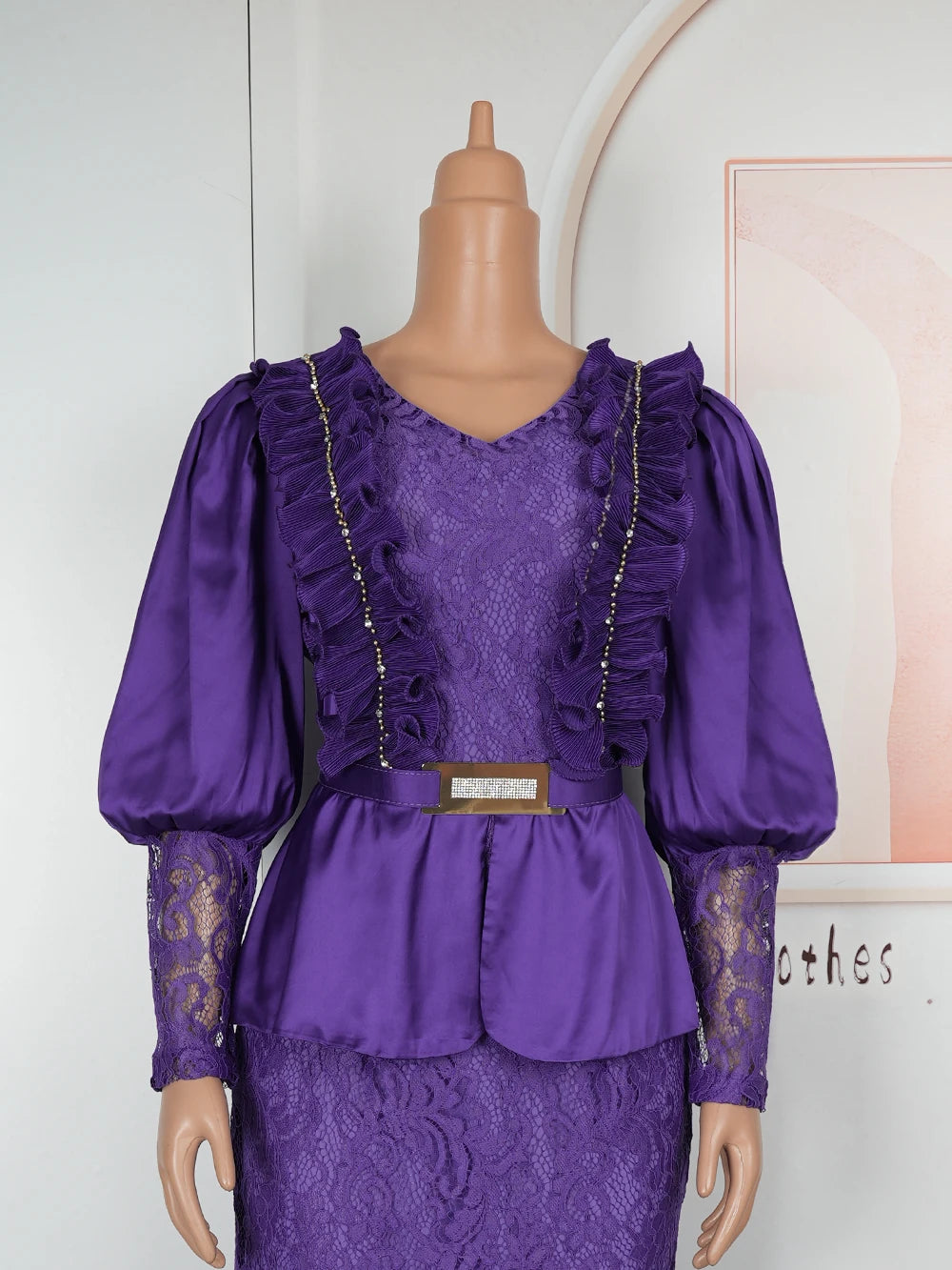 Elegant African Lace Maxi Dress