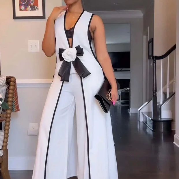 Vintage Sleeveless Bow Tie Matching Set