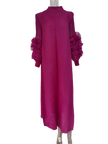 Maxi Pleated Round Neck Spliced Dress
