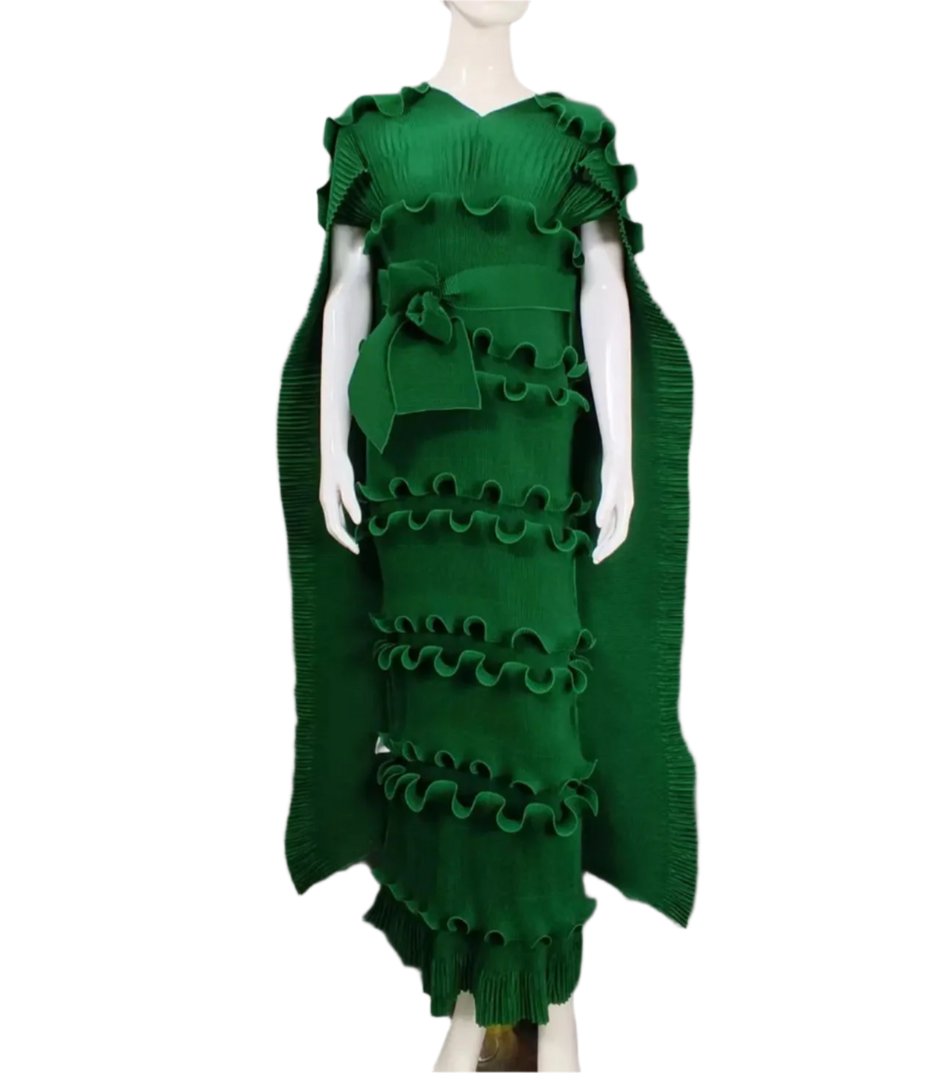 Pleated 3D Shawl Style Dress