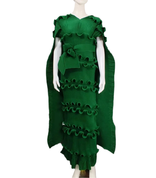 Pleated 3D Shawl Style Dress