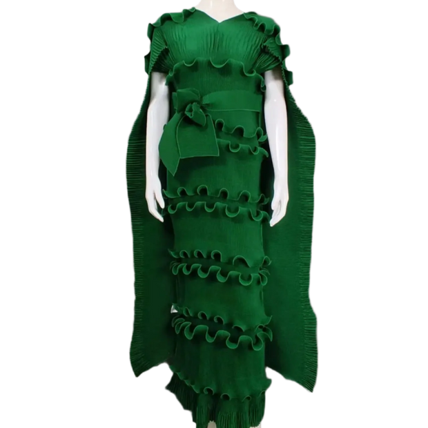 Pleated 3D Shawl Style Dress