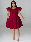 Ruffled Hem Plus Midi Dress
