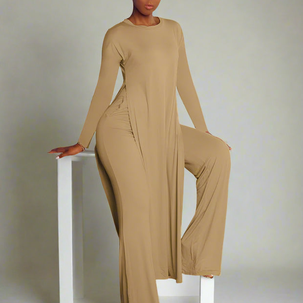 Solid Classic Women's Long Sleeve Set