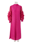 Maxi Pleated Round Neck Spliced Dress