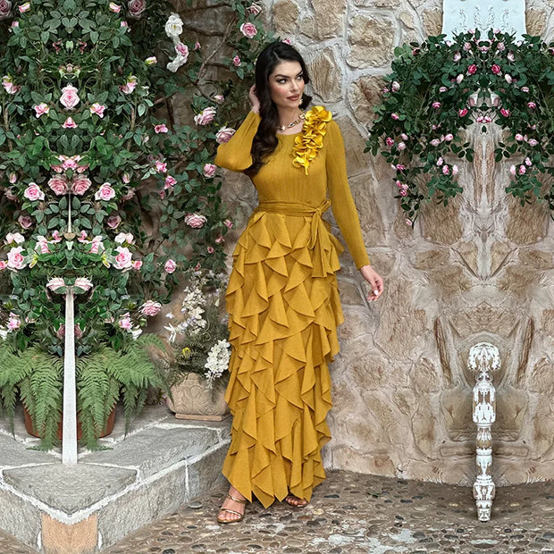 Elegant Flower Miyake Pleated Dress