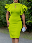 Elegant Party Pearl Ruffle Dress