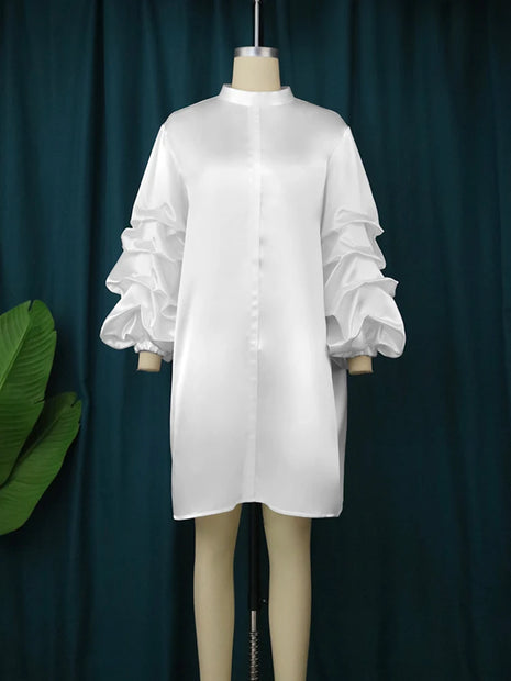 White Party Loose Puff Dress