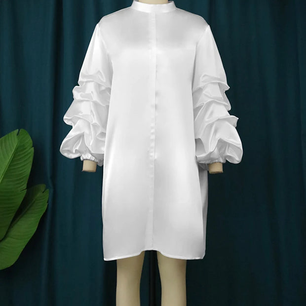 White Party Loose Puff Dress