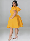 Ruffled Hem Plus Midi Dress