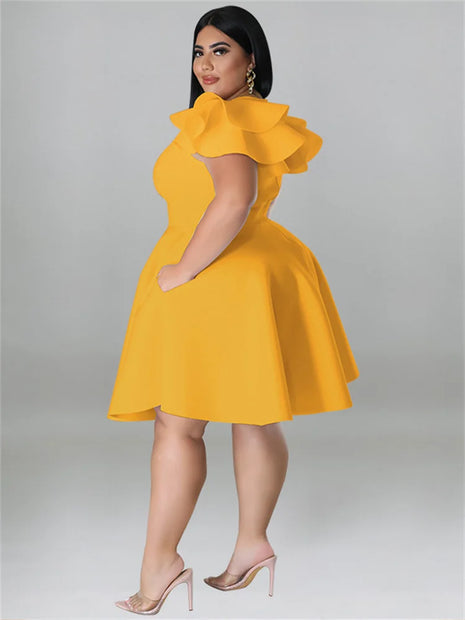 Ruffled Hem Plus Midi Dress