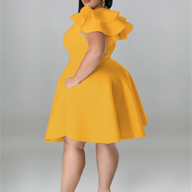 Ruffled Hem Plus Midi Dress