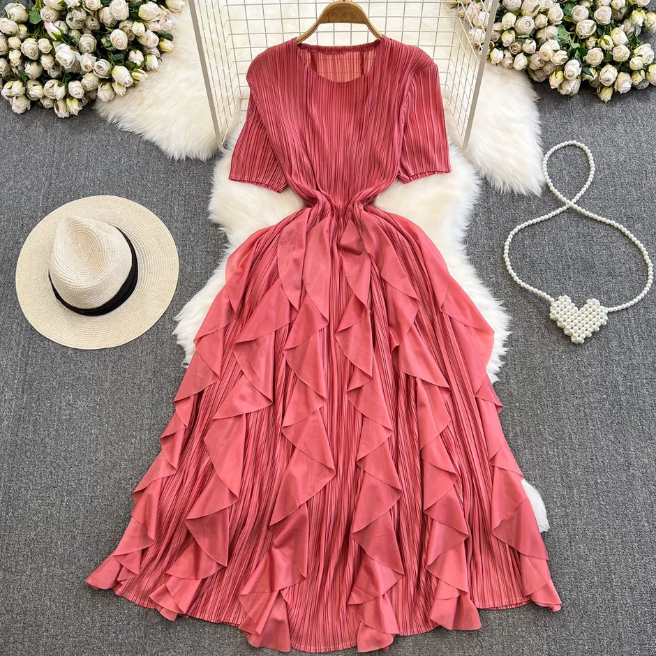 Ruffle Charm Mid Dress
