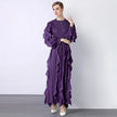 Fashion Ruffle Flare Pleated Maxi Dress