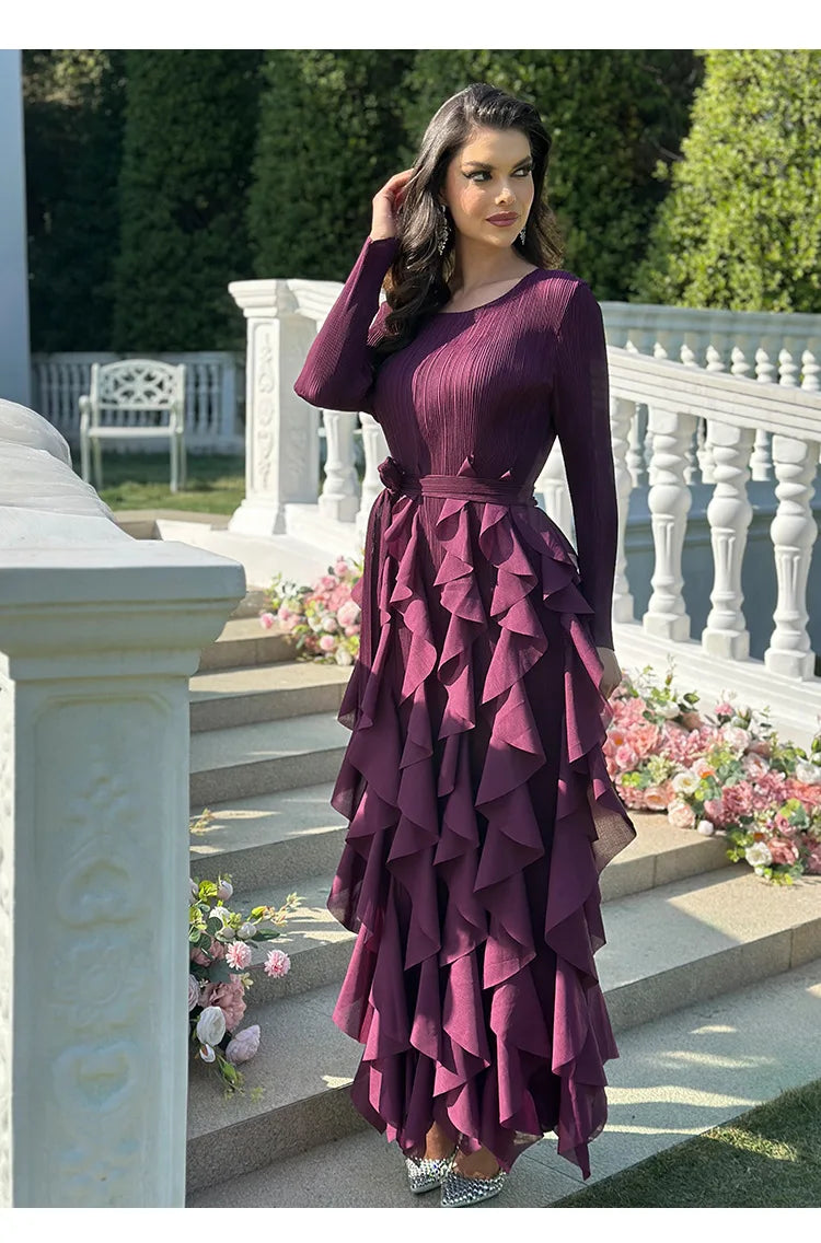 Elegant Flower Miyake Pleated Dress