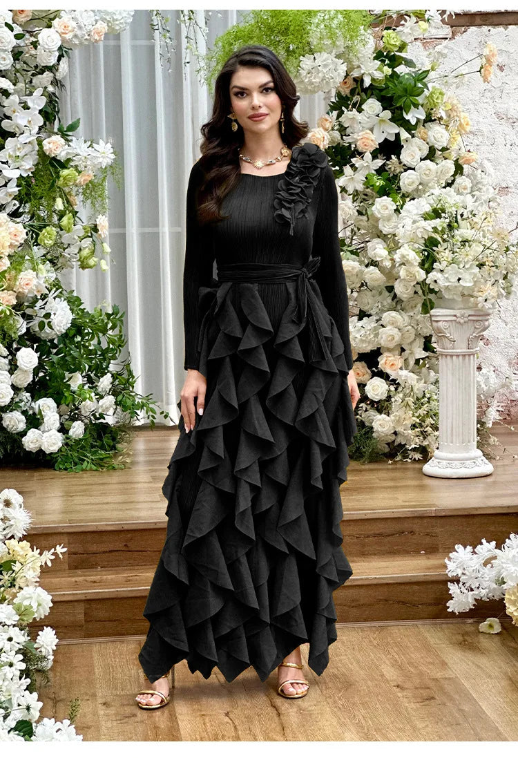 Elegant Flower Miyake Pleated Dress