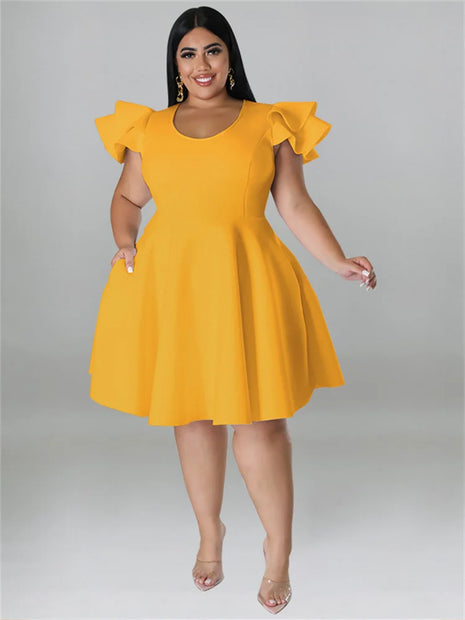 Ruffled Hem Plus Midi Dress