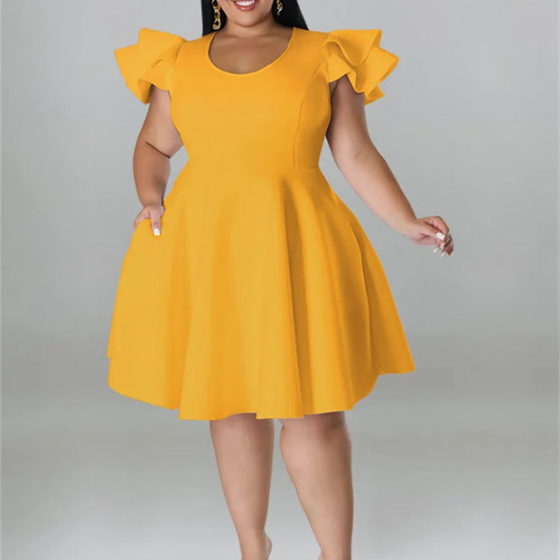 Ruffled Hem Plus Midi Dress