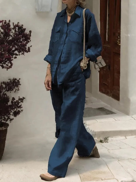 Autumn Solid Cotton Linen Set