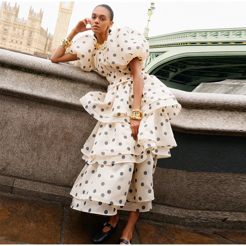 Polka Dot Pleated Ball Gown Set