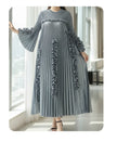 Elegant Selvedge Patchwork Pleated Dress