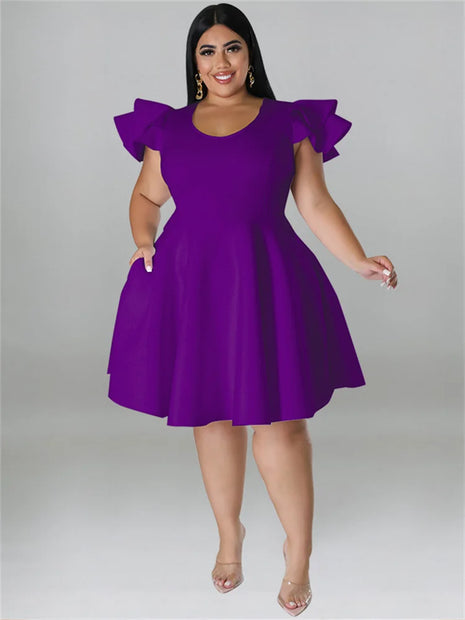 Ruffled Hem Plus Midi Dress