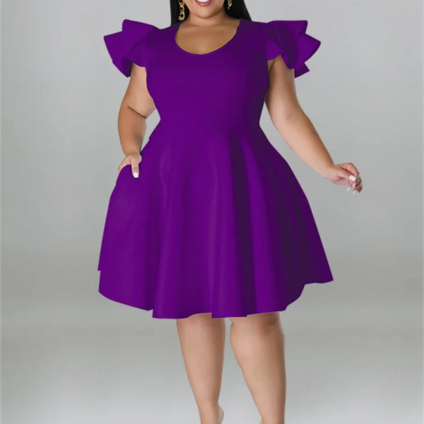 Ruffled Hem Plus Midi Dress