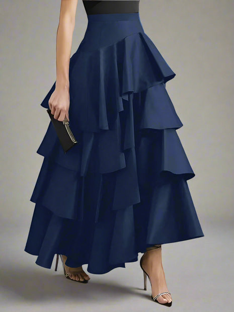 Ruffled Hem Maxi Skirt