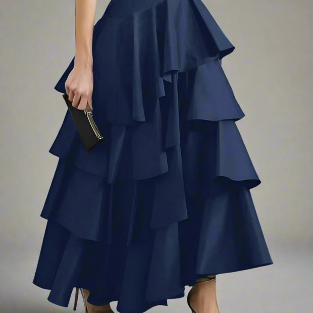 Ruffled Hem Maxi Skirt