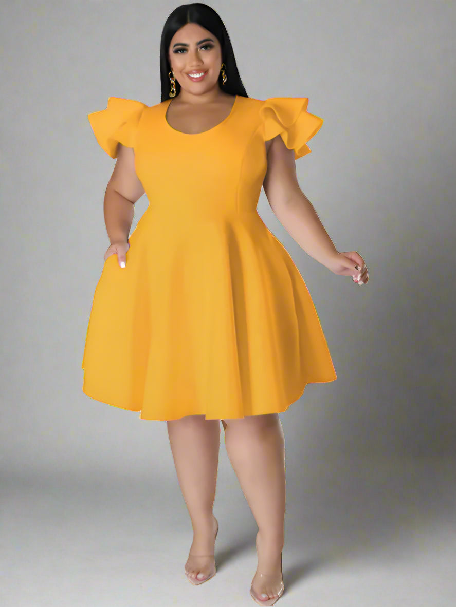 Ruffled Hem Plus Midi Dress