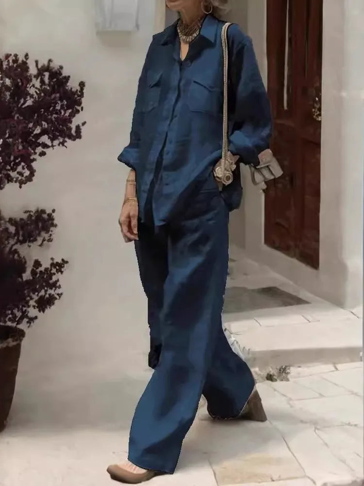 Autumn Solid Cotton Linen Set