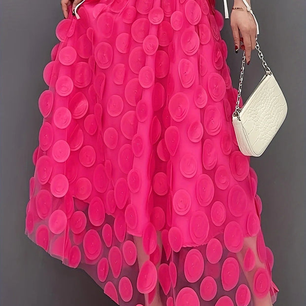 Vintage Polka Dot 3D Tulle Mesh Skirt